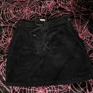 SO Juniors Black Corduroy Front Lace Mini Skirt Size Small 1/25
